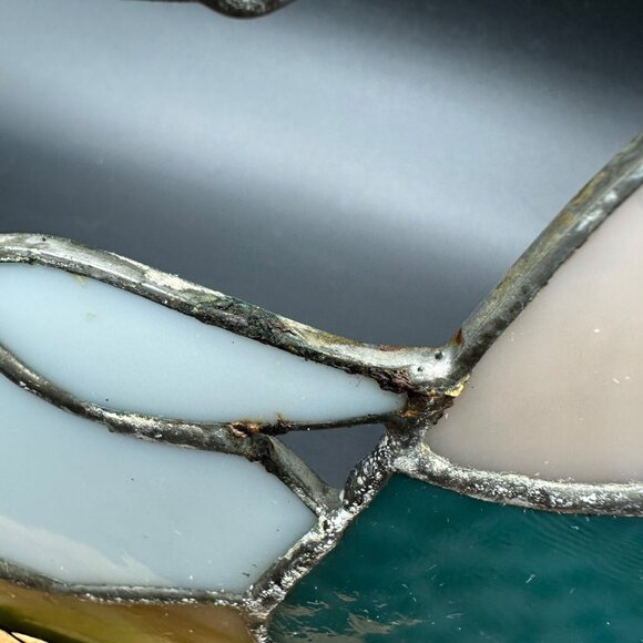 Vintage Stained Glass Goose Maiden Girl Wooden Display Cottagecore Country - Picture 10 of 12